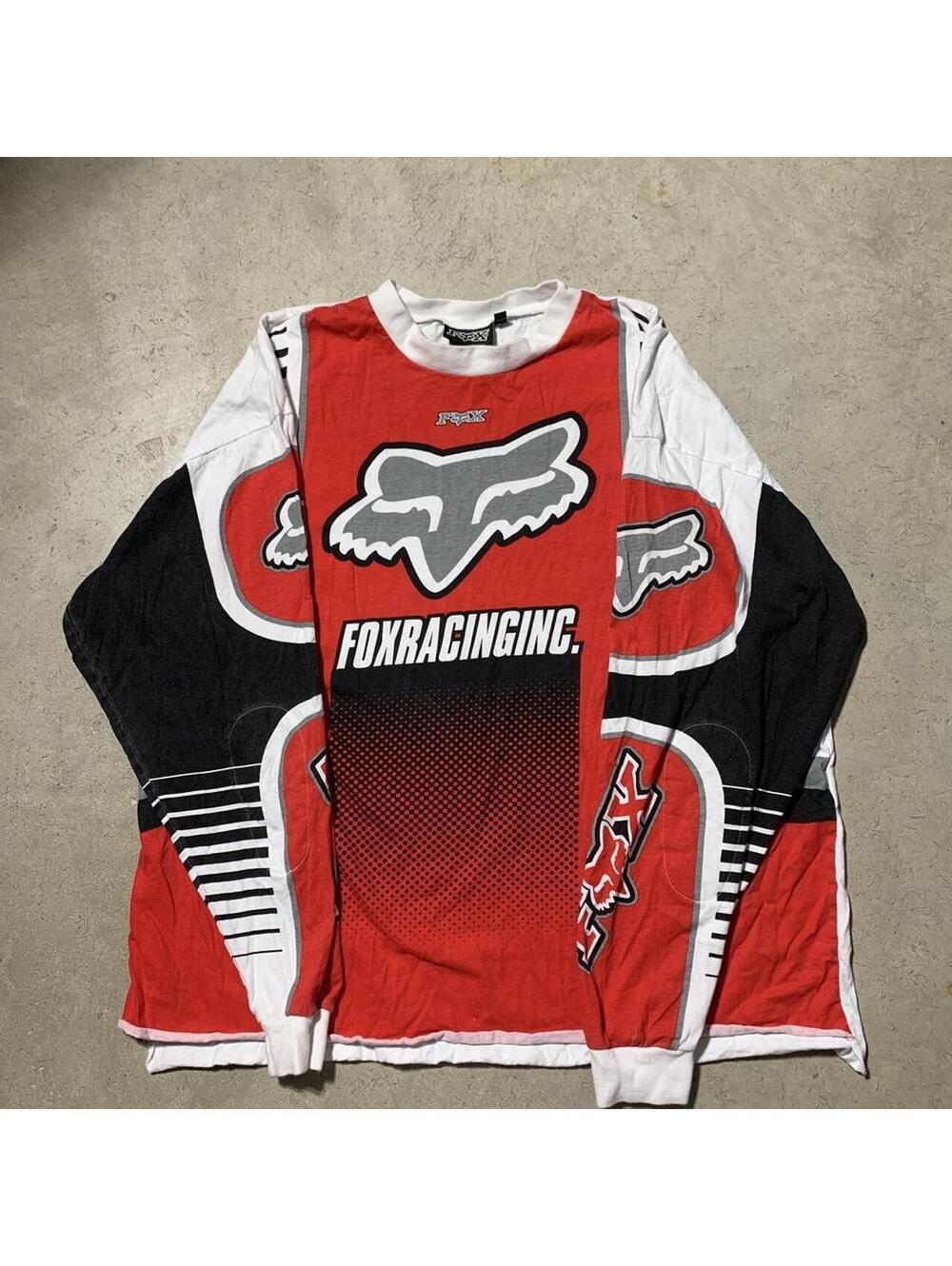 Vintage Y2K Fox Racing Inc Motocross Jersey Mens XXL Red Black White Cotton